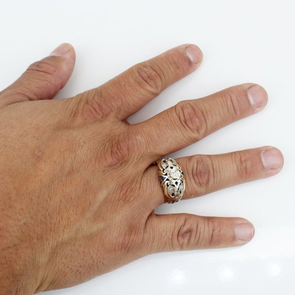 Vintage 11k Yellow Gold Two-Headed Eagle 32nd Degree Freemason Diamond Ring - Picture 9 of 9